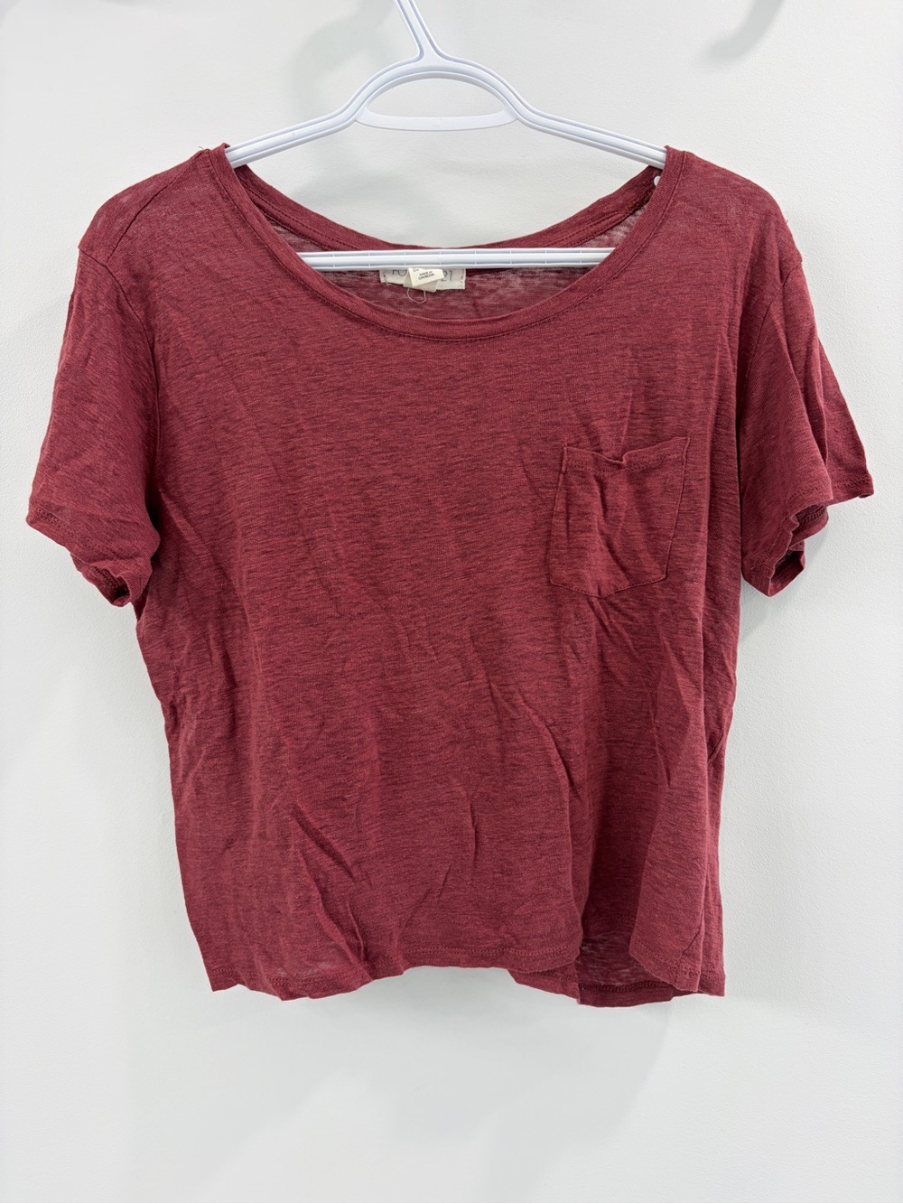 Women’s Washed Pocket Tee - Burgundy - Medium